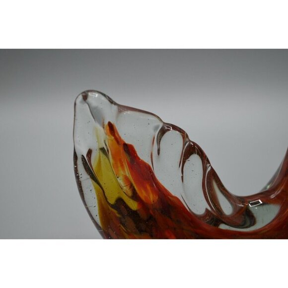 Blown Glass Rooster Figurine Red Clear Chicken Italian Style Vtg Handmade 9" - Picture 8 of 10